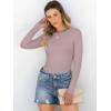 imageANRABESS Women Long Sleeve Shirts Rib Knit Slim Fit Tops Basic Tee Spring Outfits Casual TShirt Underscrubs Layer ClothesGrey Pink