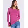 imageANRABESS Women Long Sleeve Shirts Rib Knit Slim Fit Tops Basic Tee Spring Outfits Casual TShirt Underscrubs Layer ClothesHot Pink