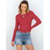 imageANRABESS Women Long Sleeve Shirts Rib Knit Slim Fit Tops Basic Tee Spring Outfits Casual TShirt Underscrubs Layer ClothesRed
