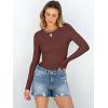 imageANRABESS Women Long Sleeve Shirts Rib Knit Slim Fit Tops Basic Tee Spring Outfits Casual TShirt Underscrubs Layer ClothesRed Brown
