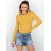 imageANRABESS Women Long Sleeve Shirts Rib Knit Slim Fit Tops Basic Tee Spring Outfits Casual TShirt Underscrubs Layer ClothesYellow