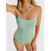 imageANRABESS Women Square Neck Spaghetti Straps Bodysuits Double Lined Sleeveless Backless Cami Body Suits Top 2026 TrendyLight Green