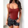 imageANRABESS Women Square Neck Spaghetti Straps Bodysuits Double Lined Sleeveless Backless Cami Body Suits Top 2026 TrendyWine Red