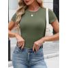 imageANRABESS Womens Short Sleeve Tops Built in Bra Slim Fitted Ribbed Knit Crewneck Shirts 2026 Casual Summer Basic Tee ClothesArmy Green