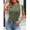 imageANRABESS Womens Short Sleeve Tops Built in Bra Slim Fitted Ribbed Knit Crewneck Shirts 2026 Casual Summer Basic Tee ClothesArmy Green