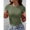 imageANRABESS Womens Short Sleeve Tops Built in Bra Slim Fitted Ribbed Knit Crewneck Shirts 2026 Casual Summer Basic Tee ClothesArmy Green