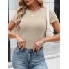 imageANRABESS Womens Short Sleeve Tops Built in Bra Slim Fitted Ribbed Knit Crewneck Shirts 2026 Casual Summer Basic Tee ClothesBeige