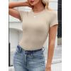 imageANRABESS Womens Short Sleeve Tops Built in Bra Slim Fitted Ribbed Knit Crewneck Shirts 2026 Casual Summer Basic Tee ClothesBeige