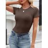 imageANRABESS Womens Short Sleeve Tops Built in Bra Slim Fitted Ribbed Knit Crewneck Shirts 2026 Casual Summer Basic Tee ClothesCoffee