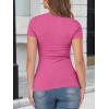 imageANRABESS Womens Short Sleeve Tops Built in Bra Slim Fitted Ribbed Knit Crewneck Shirts 2026 Casual Summer Basic Tee ClothesHot Pink