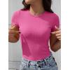 imageANRABESS Womens Short Sleeve Tops Built in Bra Slim Fitted Ribbed Knit Crewneck Shirts 2026 Casual Summer Basic Tee ClothesHot Pink
