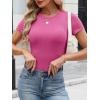 imageANRABESS Womens Short Sleeve Tops Built in Bra Slim Fitted Ribbed Knit Crewneck Shirts 2026 Casual Summer Basic Tee ClothesHot Pink