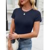 imageANRABESS Womens Short Sleeve Tops Built in Bra Slim Fitted Ribbed Knit Crewneck Shirts 2026 Casual Summer Basic Tee ClothesNavy Blue