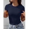 imageANRABESS Womens Short Sleeve Tops Built in Bra Slim Fitted Ribbed Knit Crewneck Shirts 2026 Casual Summer Basic Tee ClothesNavy Blue