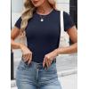 imageANRABESS Womens Short Sleeve Tops Built in Bra Slim Fitted Ribbed Knit Crewneck Shirts 2026 Casual Summer Basic Tee ClothesNavy Blue