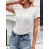 imageANRABESS Womens Short Sleeve Tops Built in Bra Slim Fitted Ribbed Knit Crewneck Shirts 2026 Casual Summer Basic Tee ClothesWhite