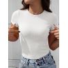 imageANRABESS Womens Short Sleeve Tops Built in Bra Slim Fitted Ribbed Knit Crewneck Shirts 2026 Casual Summer Basic Tee ClothesWhite