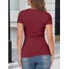 imageANRABESS Womens Short Sleeve Tops Built in Bra Slim Fitted Ribbed Knit Crewneck Shirts 2026 Casual Summer Basic Tee ClothesWine Red