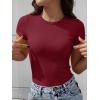 imageANRABESS Womens Short Sleeve Tops Built in Bra Slim Fitted Ribbed Knit Crewneck Shirts 2026 Casual Summer Basic Tee ClothesWine Red