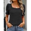 imageANRABESS Womens Tops Summer Sweaters Dressy Casual Work Blouses Square Neck Ruffle Short Sleeve Tee Shirts 2026 Fashion TunicBlack