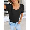 imageANRABESS Womens Tops Summer Sweaters Dressy Casual Work Blouses Square Neck Ruffle Short Sleeve Tee Shirts 2026 Fashion TunicBlack