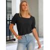 imageANRABESS Womens Tops Summer Sweaters Dressy Casual Work Blouses Square Neck Ruffle Short Sleeve Tee Shirts 2026 Fashion TunicBlack