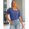 imageANRABESS Womens Tops Summer Sweaters Dressy Casual Work Blouses Square Neck Ruffle Short Sleeve Tee Shirts 2026 Fashion TunicBlue