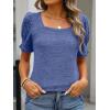 imageANRABESS Womens Tops Summer Sweaters Dressy Casual Work Blouses Square Neck Ruffle Short Sleeve Tee Shirts 2026 Fashion TunicBlue