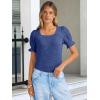 imageANRABESS Womens Tops Summer Sweaters Dressy Casual Work Blouses Square Neck Ruffle Short Sleeve Tee Shirts 2026 Fashion TunicBlue
