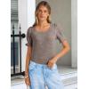 imageANRABESS Womens Tops Summer Sweaters Dressy Casual Work Blouses Square Neck Ruffle Short Sleeve Tee Shirts 2026 Fashion TunicBrown