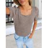 imageANRABESS Womens Tops Summer Sweaters Dressy Casual Work Blouses Square Neck Ruffle Short Sleeve Tee Shirts 2026 Fashion TunicBrown