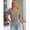 imageANRABESS Womens Tops Summer Sweaters Dressy Casual Work Blouses Square Neck Ruffle Short Sleeve Tee Shirts 2026 Fashion TunicBrown