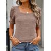 imageANRABESS Womens Tops Summer Sweaters Dressy Casual Work Blouses Square Neck Ruffle Short Sleeve Tee Shirts 2026 Fashion TunicBurnt Tan