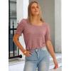 imageANRABESS Womens Tops Summer Sweaters Dressy Casual Work Blouses Square Neck Ruffle Short Sleeve Tee Shirts 2026 Fashion TunicCoral