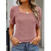 imageANRABESS Womens Tops Summer Sweaters Dressy Casual Work Blouses Square Neck Ruffle Short Sleeve Tee Shirts 2026 Fashion TunicCoral
