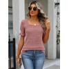 imageANRABESS Womens Tops Summer Sweaters Dressy Casual Work Blouses Square Neck Ruffle Short Sleeve Tee Shirts 2026 Fashion TunicCoral