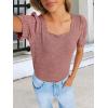 imageANRABESS Womens Tops Summer Sweaters Dressy Casual Work Blouses Square Neck Ruffle Short Sleeve Tee Shirts 2026 Fashion TunicCoral