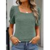 imageANRABESS Womens Tops Summer Sweaters Dressy Casual Work Blouses Square Neck Ruffle Short Sleeve Tee Shirts 2026 Fashion TunicDeep Green