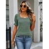 imageANRABESS Womens Tops Summer Sweaters Dressy Casual Work Blouses Square Neck Ruffle Short Sleeve Tee Shirts 2026 Fashion TunicDeep Green