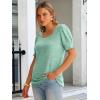 imageANRABESS Womens Tops Summer Sweaters Dressy Casual Work Blouses Square Neck Ruffle Short Sleeve Tee Shirts 2026 Fashion TunicGreen