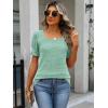 imageANRABESS Womens Tops Summer Sweaters Dressy Casual Work Blouses Square Neck Ruffle Short Sleeve Tee Shirts 2026 Fashion TunicGreen