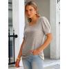 imageANRABESS Womens Tops Summer Sweaters Dressy Casual Work Blouses Square Neck Ruffle Short Sleeve Tee Shirts 2026 Fashion TunicKhaki