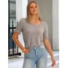 imageANRABESS Womens Tops Summer Sweaters Dressy Casual Work Blouses Square Neck Ruffle Short Sleeve Tee Shirts 2026 Fashion TunicKhaki
