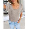 imageANRABESS Womens Tops Summer Sweaters Dressy Casual Work Blouses Square Neck Ruffle Short Sleeve Tee Shirts 2026 Fashion TunicKhaki