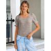 imageANRABESS Womens Tops Summer Sweaters Dressy Casual Work Blouses Square Neck Ruffle Short Sleeve Tee Shirts 2026 Fashion TunicKhaki