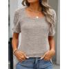 imageANRABESS Womens Tops Summer Sweaters Dressy Casual Work Blouses Square Neck Ruffle Short Sleeve Tee Shirts 2026 Fashion TunicKhaki