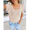 imageANRABESS Womens Tops Summer Sweaters Dressy Casual Work Blouses Square Neck Ruffle Short Sleeve Tee Shirts 2026 Fashion TunicParchment