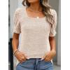 imageANRABESS Womens Tops Summer Sweaters Dressy Casual Work Blouses Square Neck Ruffle Short Sleeve Tee Shirts 2026 Fashion TunicParchment