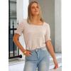 imageANRABESS Womens Tops Summer Sweaters Dressy Casual Work Blouses Square Neck Ruffle Short Sleeve Tee Shirts 2026 Fashion TunicParchment