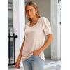 imageANRABESS Womens Tops Summer Sweaters Dressy Casual Work Blouses Square Neck Ruffle Short Sleeve Tee Shirts 2026 Fashion TunicParchment